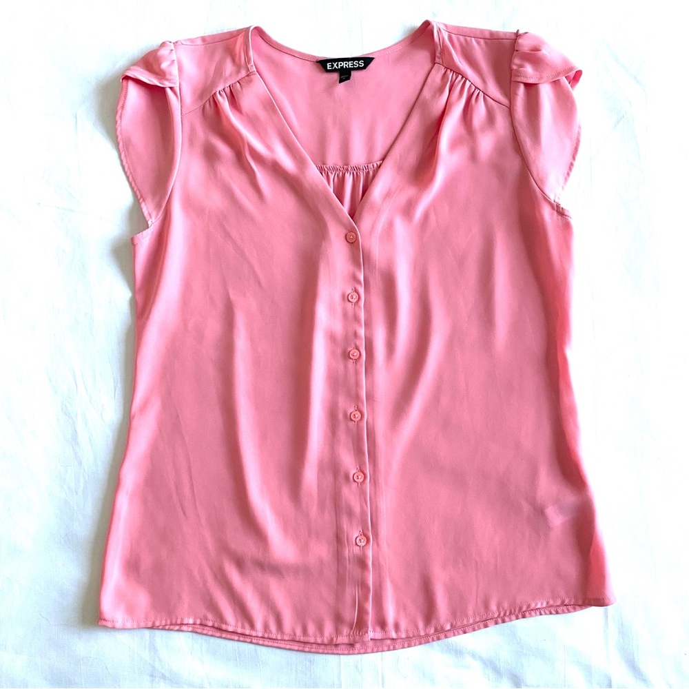 Express Satin Button Front Blouse - image 1